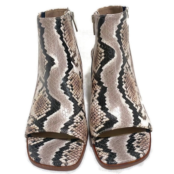 VINCE CAMUTO KENSLI SNAKESKIN OPEN TOE ANKLE BOOTS - Picture 2 of 9